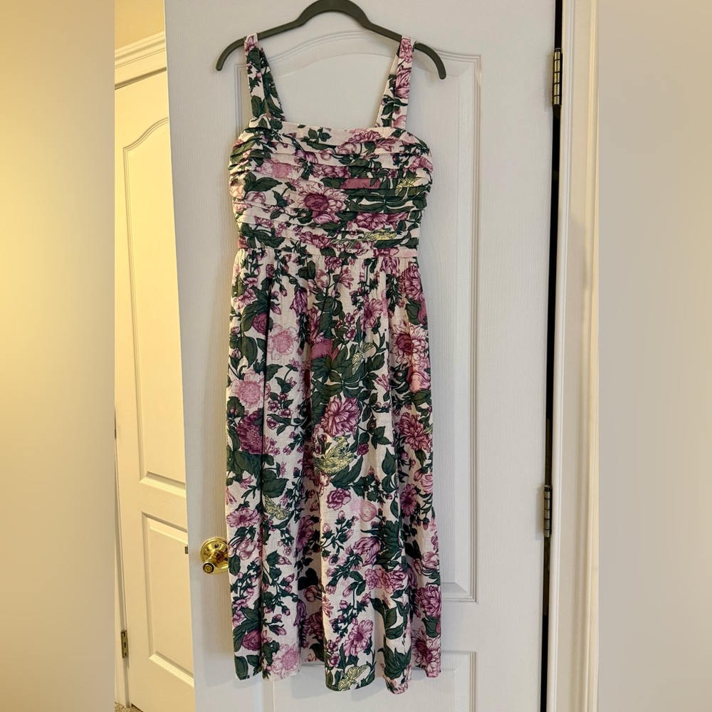 Abercrombie & Fitch Pink and Green Floral Midi Dress